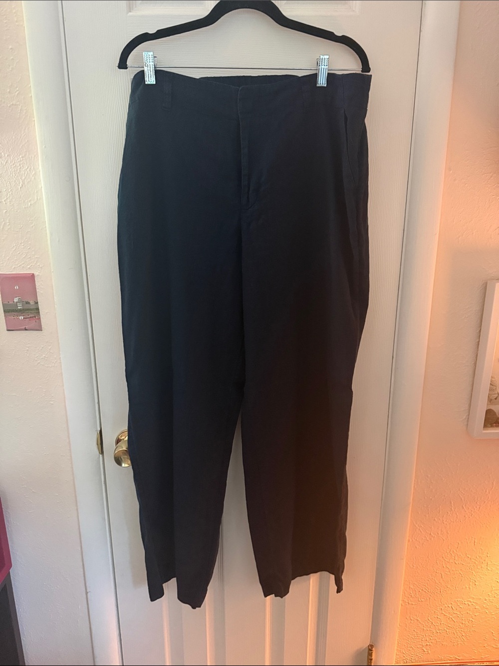 LC Lauren Conrad Dark Navy Linen Wide-Leg Pants